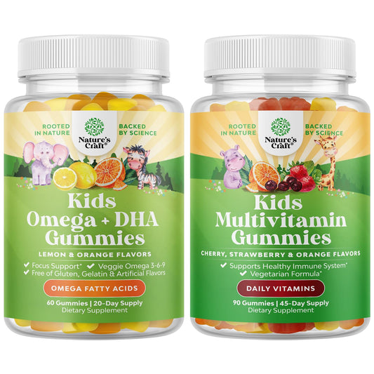 Paquete gomitas Omega 3 y multivitamínicas Natures Craft para niños
