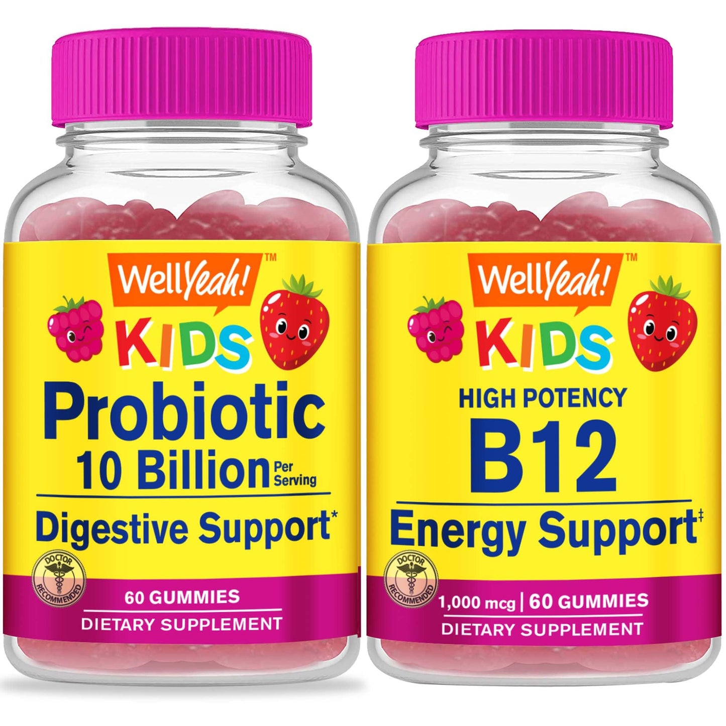 Paquete de gomitas probióticas y vitamina B12 para niños WellYeah