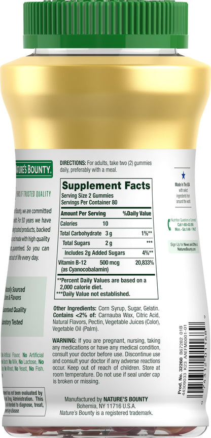 Paquete gomitas vitamina B12 Nature's Bounty para adultos