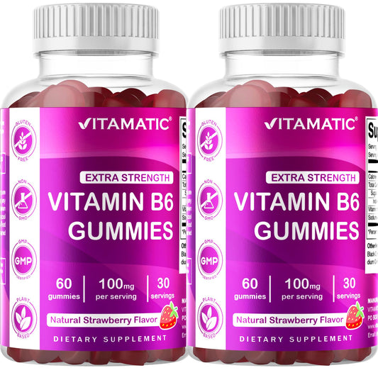 Paquete de gomitas vitamina B6 sabor fresa Vitamatic