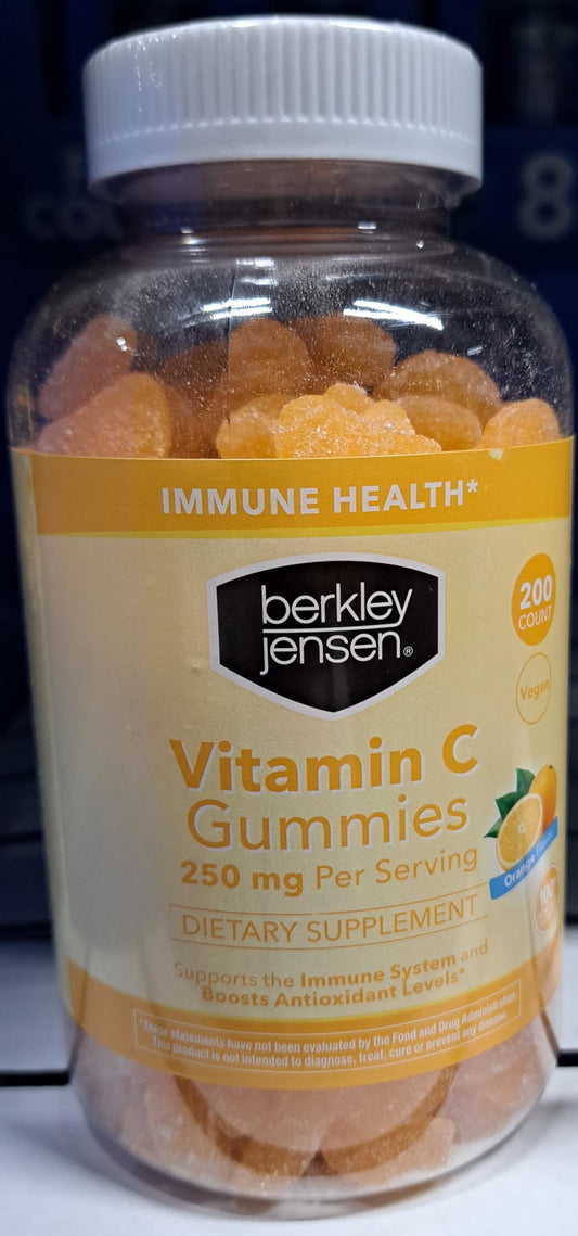 Paquete de gomitas vitamina C sabor naranja berkley jensen 250 mg 200 unidades