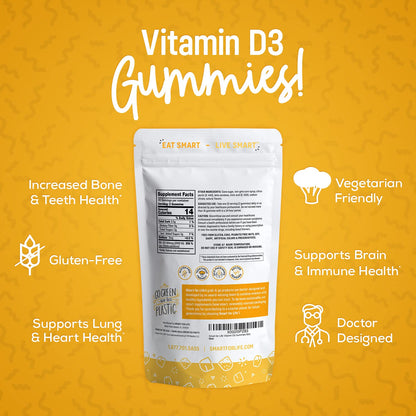 Paquete de gomitas vitamina D3 para apoyo de huesos y músculos