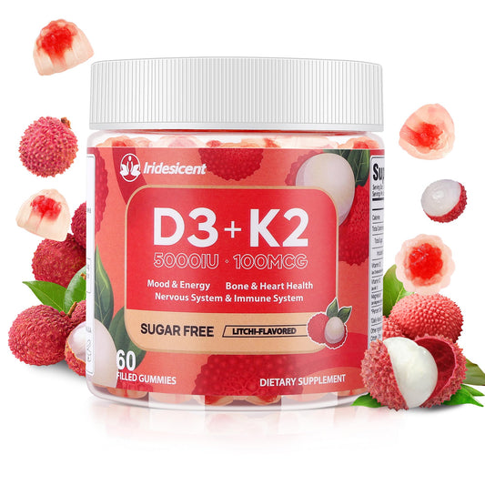 Paquete gomitas vitamina D3 K2 magnesio sin azúcar IRIDESICENT