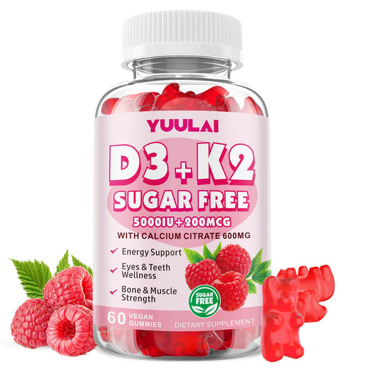 Paquete gomitas Vitamina D3 K2 YUULAI frambuesa 60 unidades
