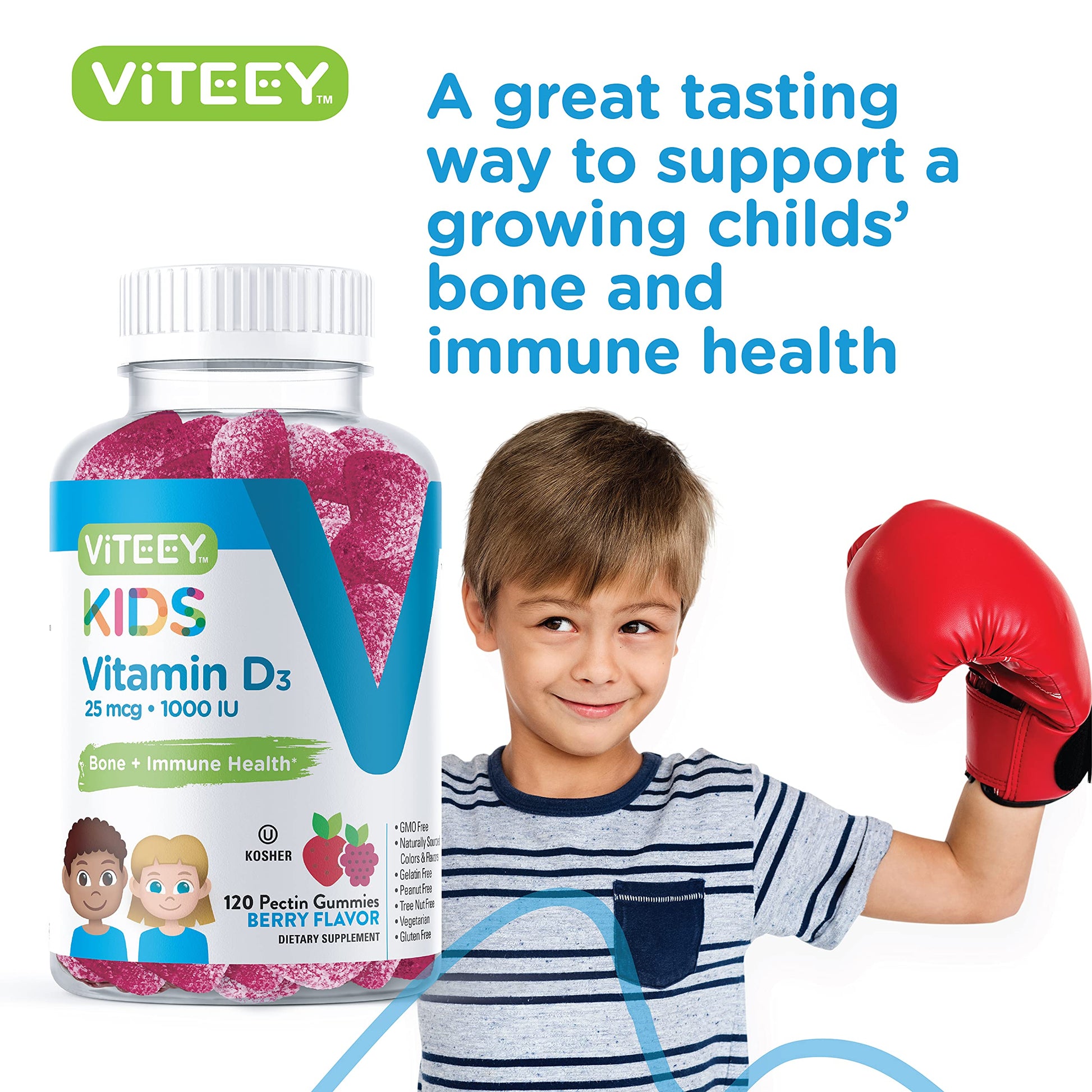 Paquete de gomitas saludables vitamina D3 para niños Viteey