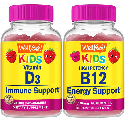 Paquete gomitas vitaminas D3 y B12 para niños WellYeah