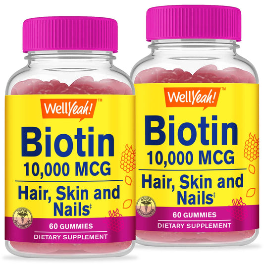 Paquete de gomitas WellYeah Biotina alta potencia 10000 mcg sabor frambuesa