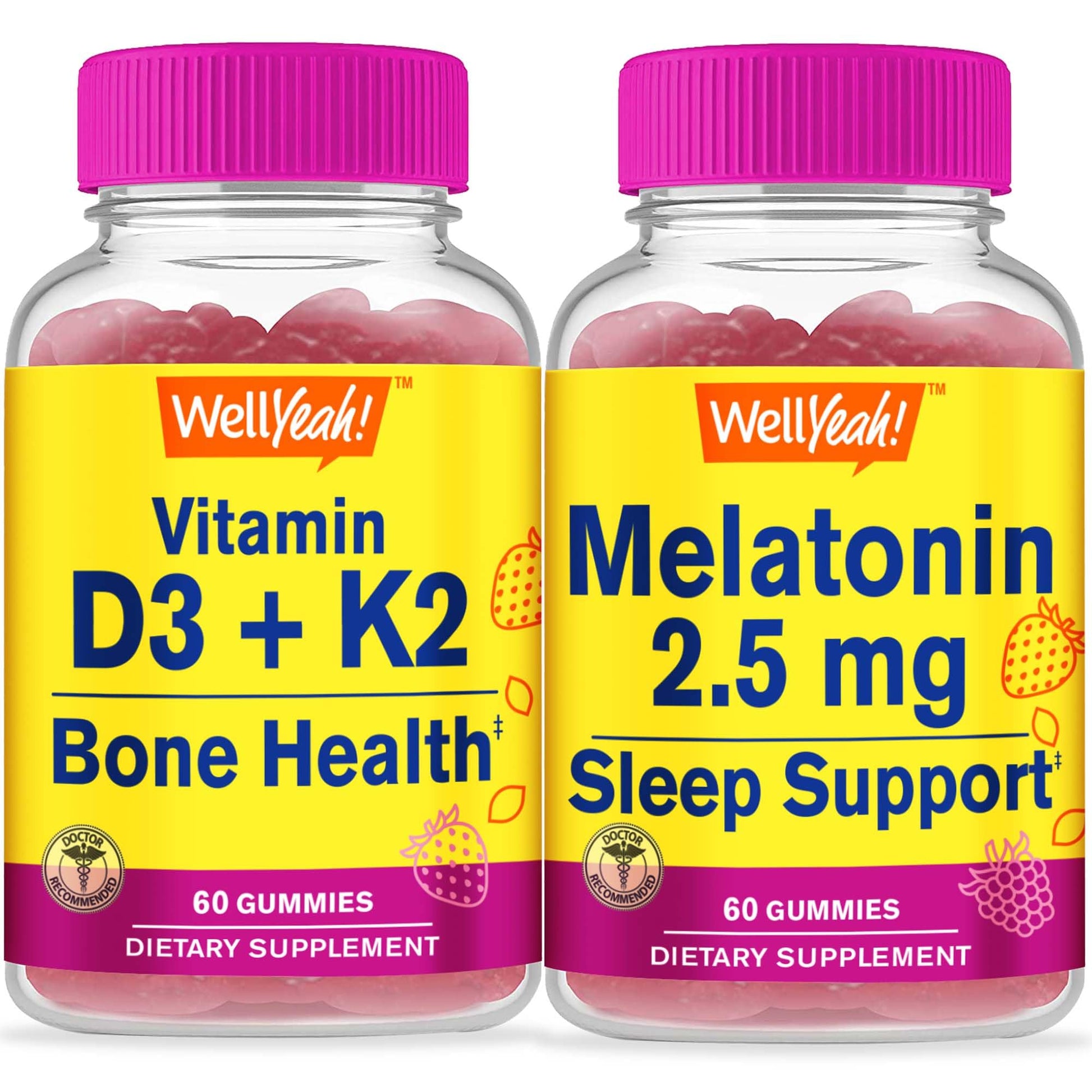 Paquete de gomitas WellYeah vitamina D3 K2 melatonina sin gluten