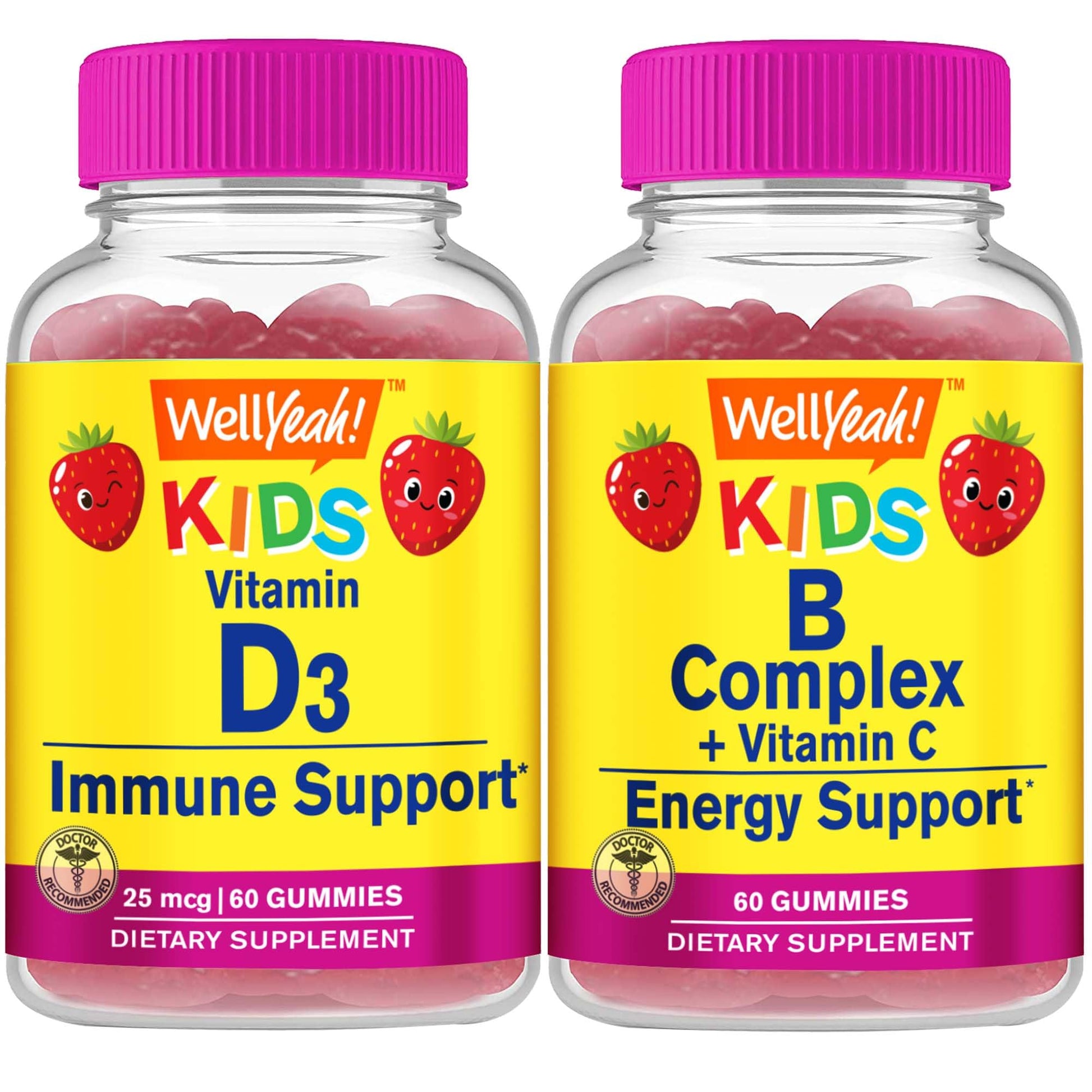 Paquete de gomitas WellYeah vitaminas D3 y complejo B para niños