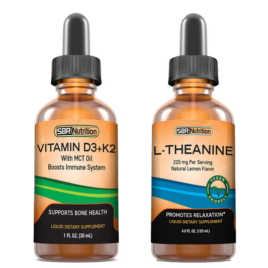 Paquete gotas líquidas D3 K2 y L-Teanina SBR Nutrition