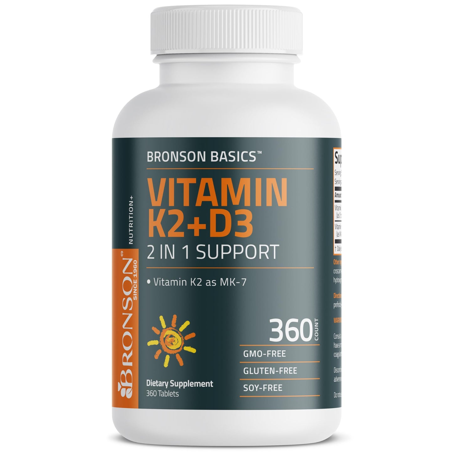 Paquete grande de Bronson Vitamina D3 y K2 MK-7 para salud ósea