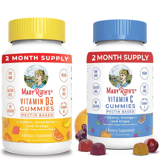 Paquete de gummies MaryRuth Organics vitamina D3 y C para niños