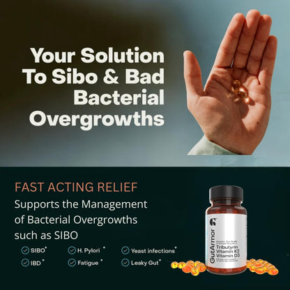 Paquete GutArmor suplemento vitamina d3 k2 y butirato