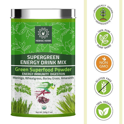 Paquete completo Hebhac Herbs Amla y polvo verde orgánico 200g