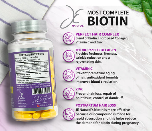 Paquete JE Natural vitaminas biotina colágeno vitamina C