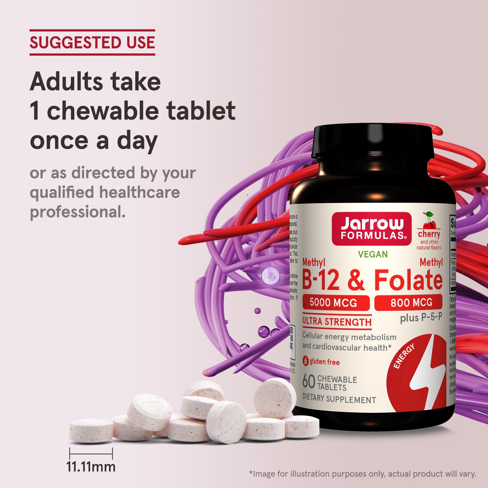 Paquete lateral Jarrow Formulas Metil B-12 y Metil Folato 800 mcg