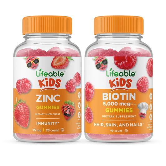 Paquete Lifeable gomitas zinc y biotina para niños y adultos