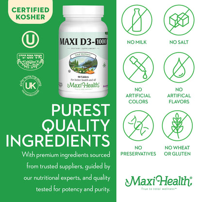 Paquete Maxi Health vitamina D3 1000 IU 90 tabletas