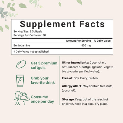 Paquete frasco Micro Ingredients vitamina B1 benfotiamina 240 cápsulas