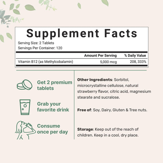Paquete Micro Ingredients vitamina b12 5000 mcg 240 tabletas