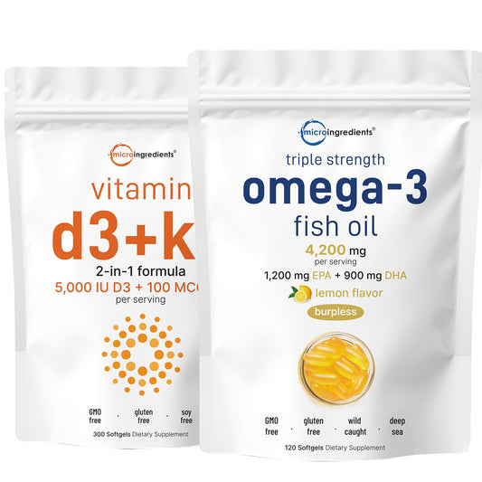 Paquete Micro Ingredients Vitamina D3 K2 y Omega-3 aceite pescado