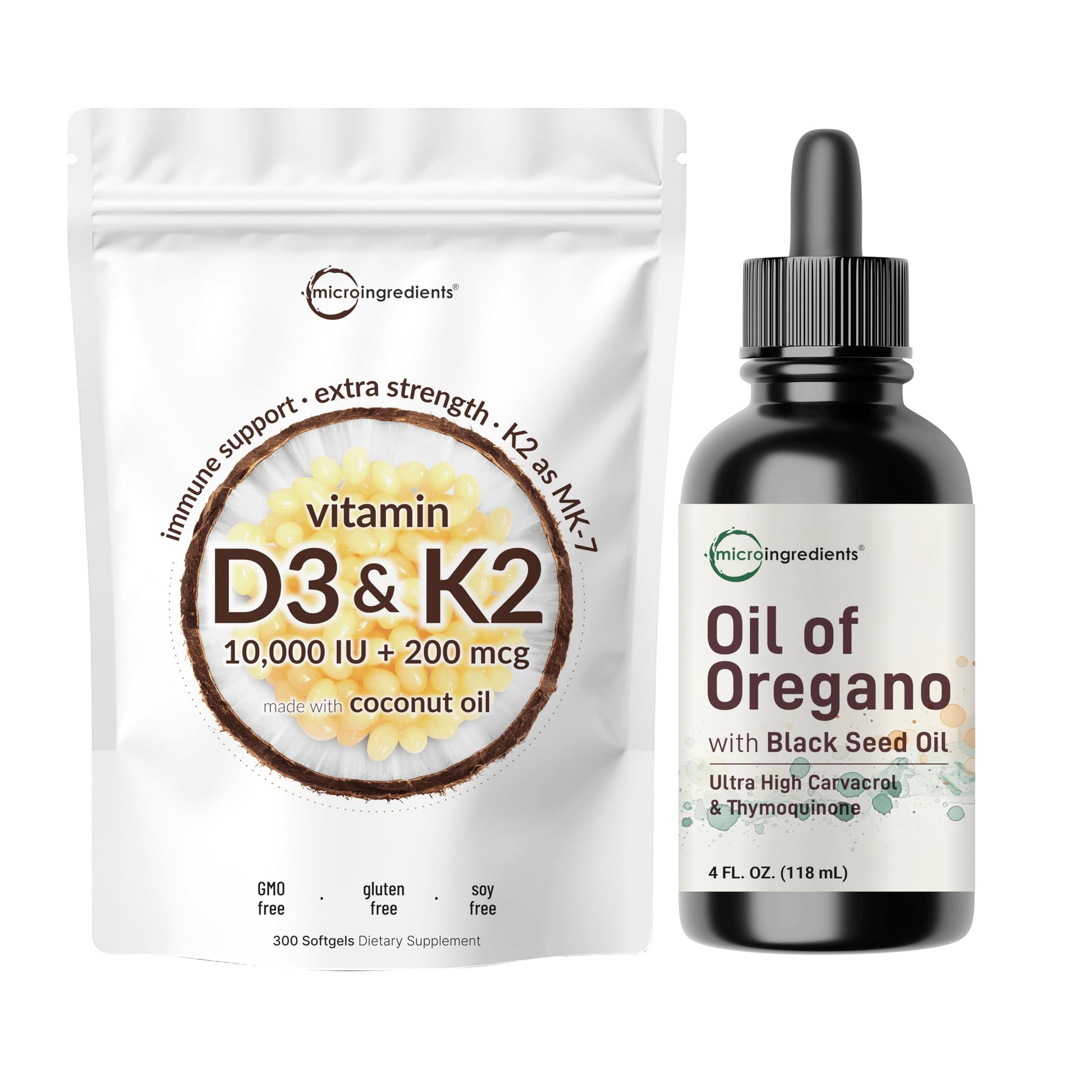 Paquete combinado Micro Ingredients vitaminas D3, K2 y aceites
