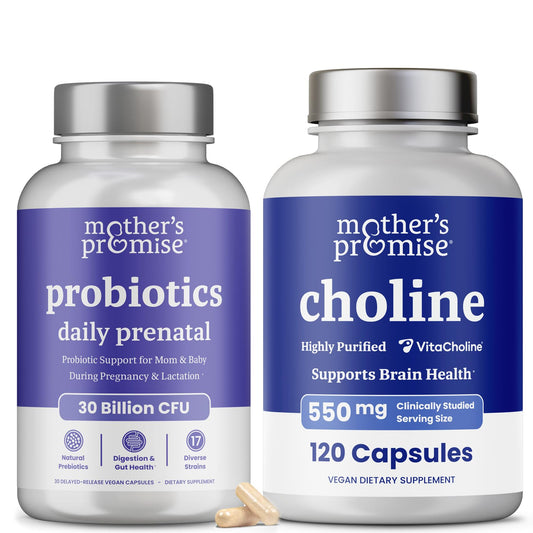 Paquete Mother's Promise probióticos prenatales y cápsulas colina