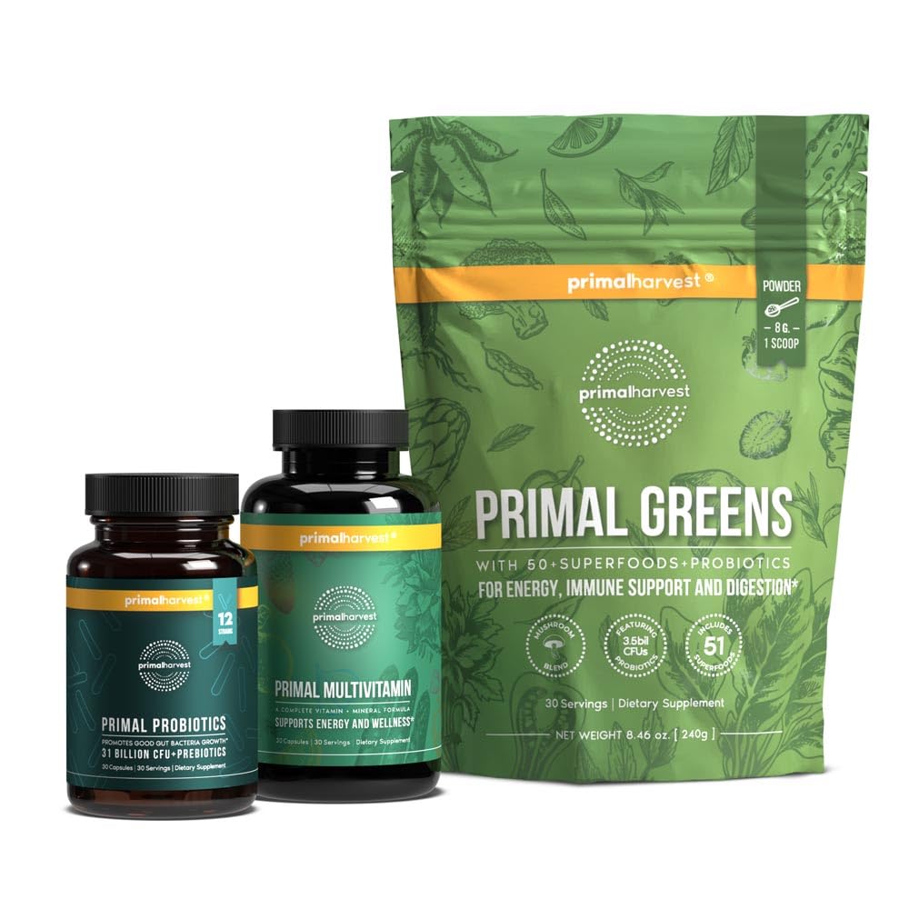 paquete de multivitaminas primal harvest con greens y probióticos