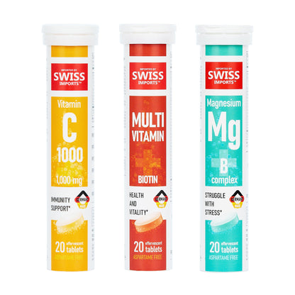 Paquete de Multivitaminas Swiss para salud y energía.