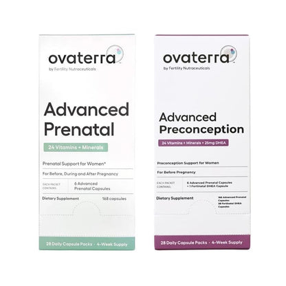 Paquete multivitamínico avanzado prenatal y preconcepción caja frontal