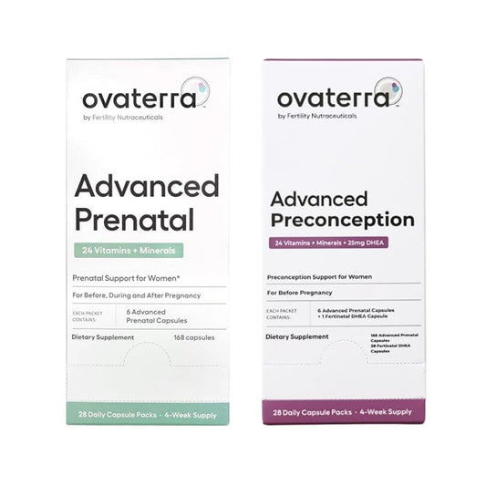 Paquete multivitamínico avanzado prenatal y preconcepción caja frontal
