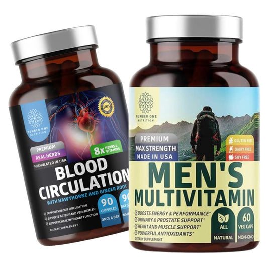 Paquete de multivitamínico y circulación para hombres