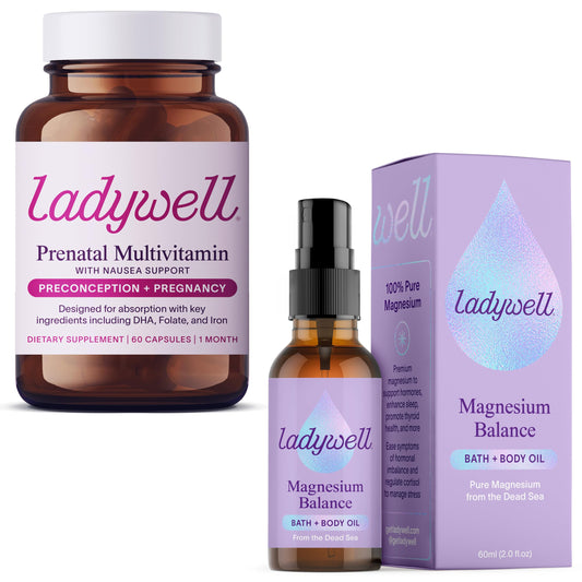 Paquete multivitamínico prenatal Ladywell con spray aceite magnesio
