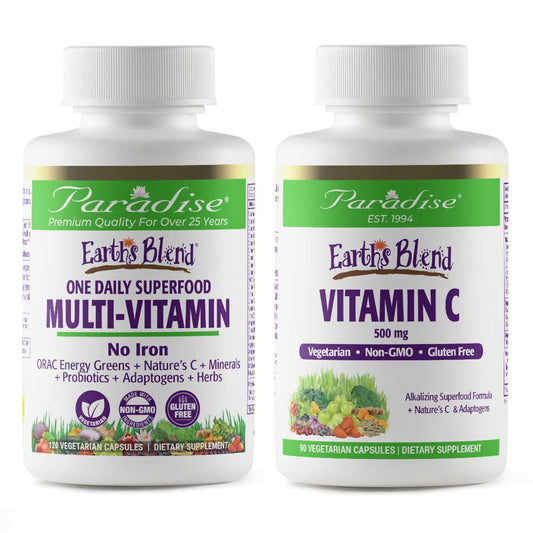 Paquete de multivitamínicos y vitamina C para hombres.