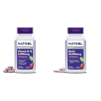 Paquete Natrol vitamina B12 y biotina para salud y energía