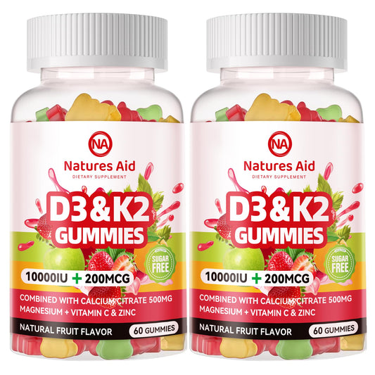 Paquete Natures aid gomitas vitamina D3 K2 sin azúcar
