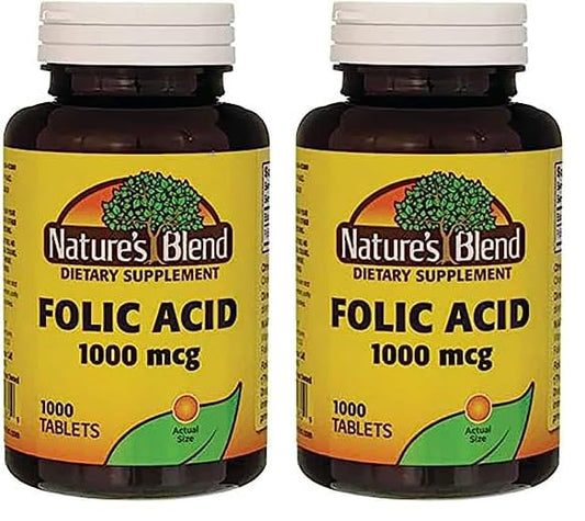 Paquete de Nature's Blend Ácido Fólico 1000 mcg