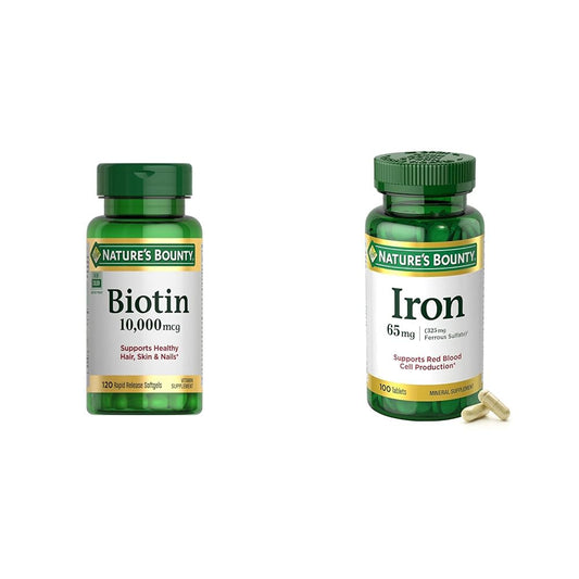 Paquete Nature's Bounty belleza y energía biotina hierro