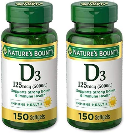 Paquete Nature's Bounty cápsulas Vitamina D3 5000 IU 150 conteo