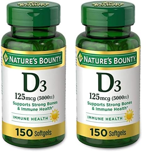 Paquete Nature's Bounty cápsulas Vitamina D3 5000 IU 150 conteo