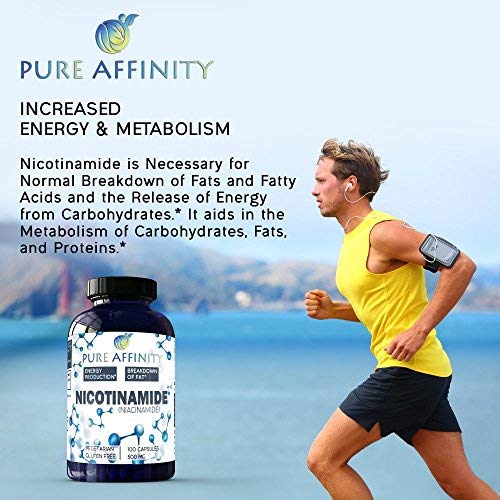 Paquete nicotinamida pure affinity 500mg 200 cápsulas sin enrojecimiento