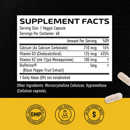 Paquete Nobi Nutrition vitamina D3, K2 y magnesio para salud