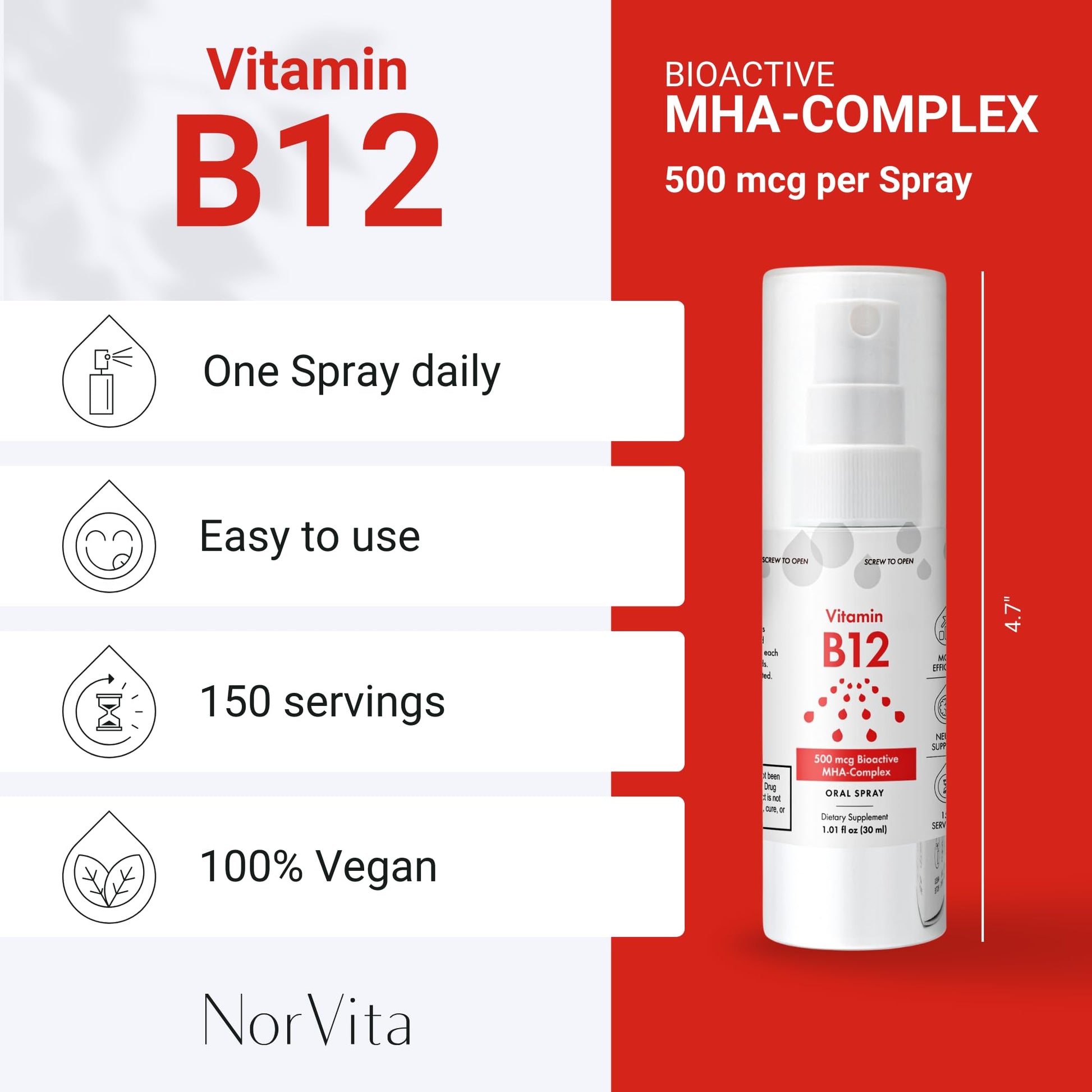 Paquete NorVita vitaminas spray D3 y B12 para salud y energía