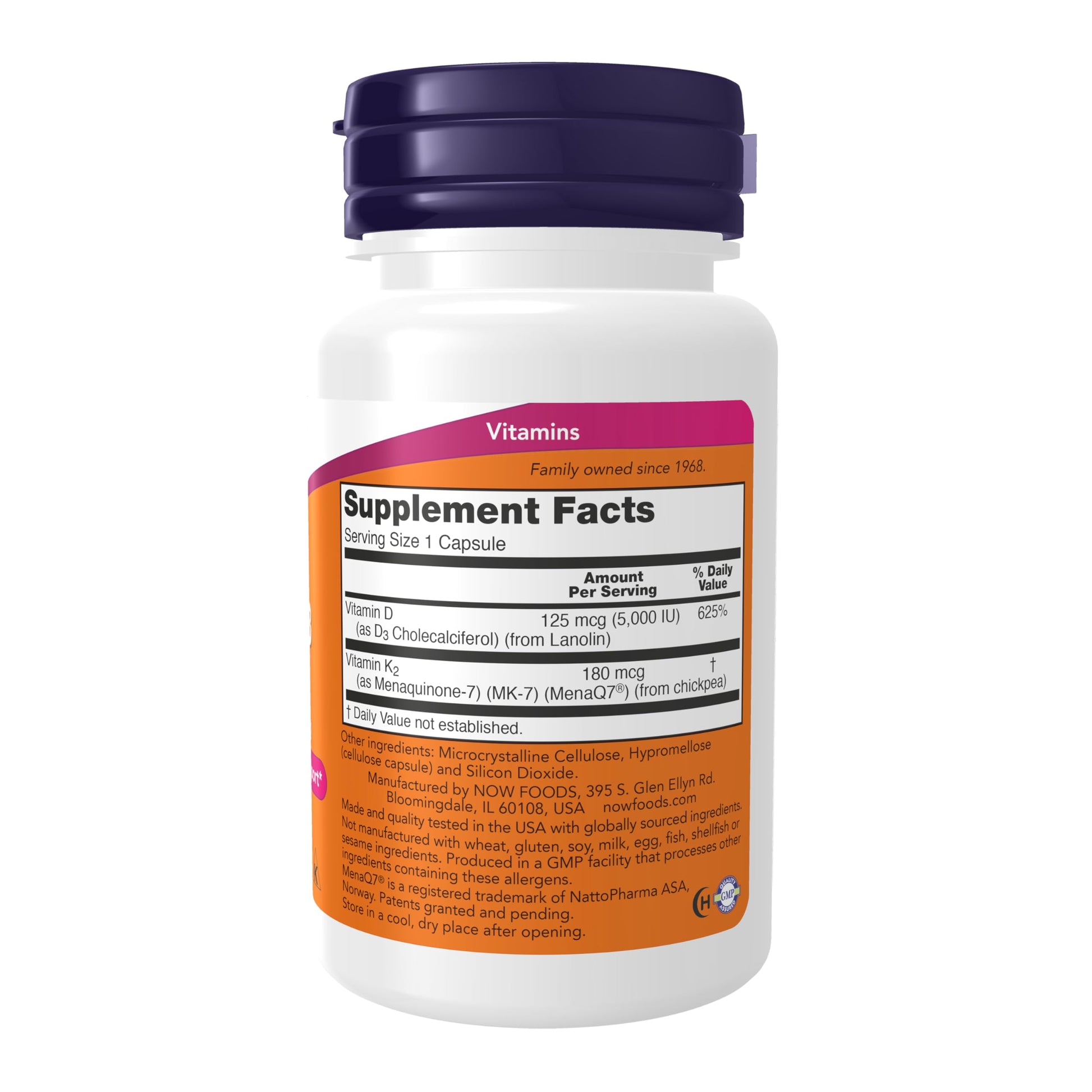 Paquete NOW Foods Mega D-3 MK-7 apoyo huesos cardiovascular