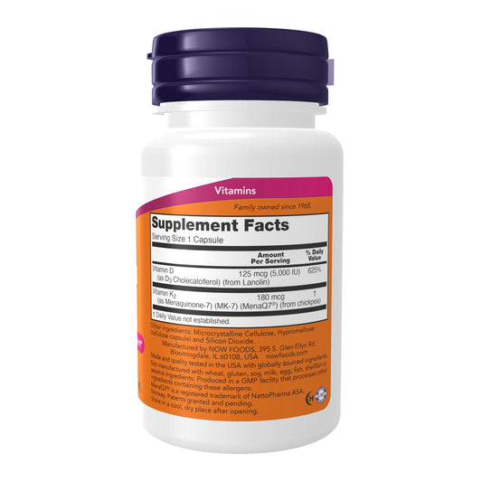 Paquete NOW Foods Mega D-3 MK-7 apoyo huesos cardiovascular