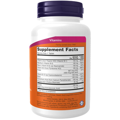 Paquete NOW Supplements vitamina B-100 200 tabletas