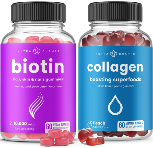 Paquete NutraChamps gomitas biotina y colágeno