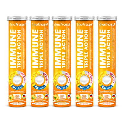 Paquete Nutrazul tabletas efervescentes triple acción vitamina C D zinc