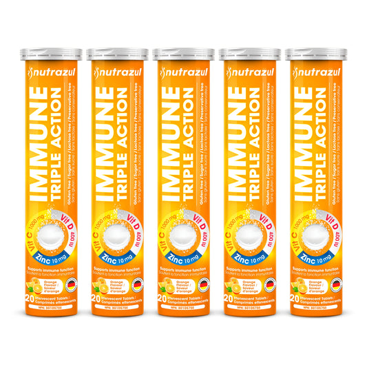 Paquete Nutrazul tabletas efervescentes triple acción vitamina C D zinc