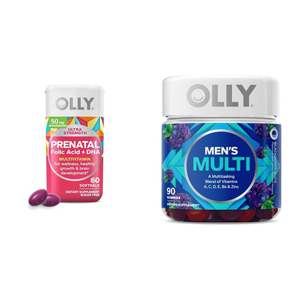Paquete OLLY vitaminas prenatales cápsulas y gomitas multivitamínicas